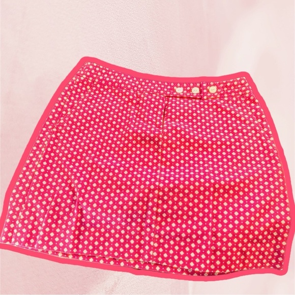 Vintage Y2K J. Crew Pink & White Diamond Dot Printed Preppy Mini Skirt Size 2 - Picture 4 of 10